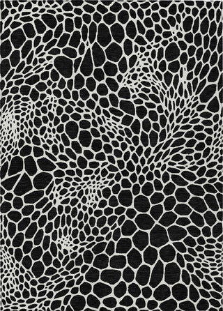 Piper Looms Chantille Geometric ACN919 Black Machine Washable Area Rug main image