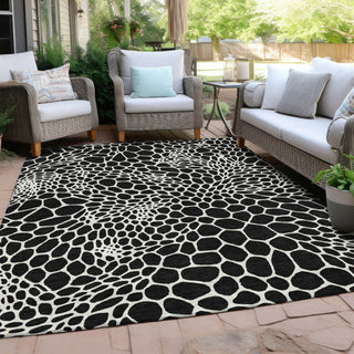 Piper Looms Chantille Geometric ACN919 Black Machine Washable Area Rug Outdoor Lifestyle Image Feature
