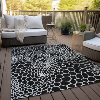 Piper Looms Chantille Geometric ACN919 Black Machine Washable Area Rug Outdoor Lifestyle Image Feature