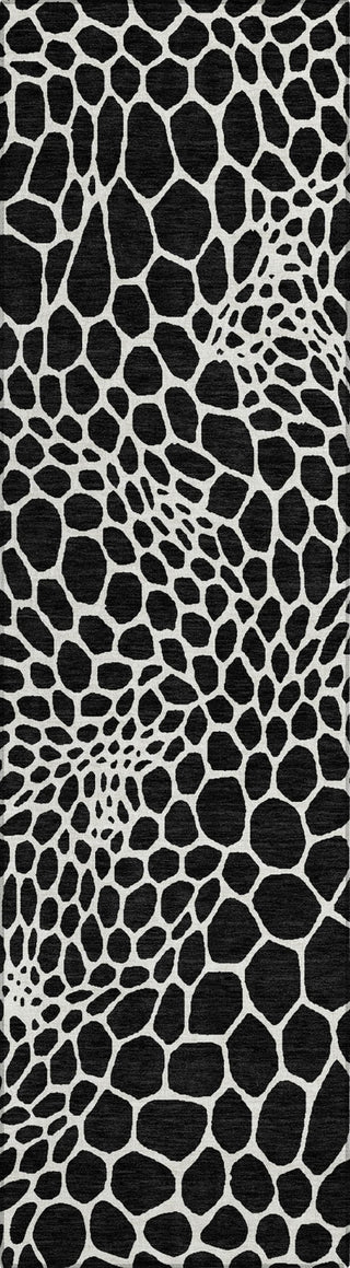 Piper Looms Chantille Geometric ACN919 Black Machine Washable Area Rug Runner Main Image
