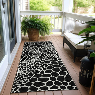 Piper Looms Chantille Geometric ACN919 Black Machine Washable Area Rug Runner Outdoor Lifestyle Image Feature