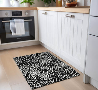 Piper Looms Chantille Geometric ACN919 Black Machine Washable Area Rug Scatter Lifestyle Image Feature