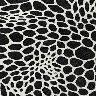 Piper Looms Chantille Geometric ACN919 Black Machine Washable Area Rug Swatch Image