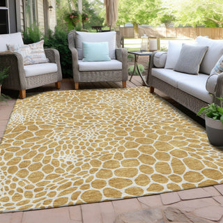 Piper Looms Chantille Geometric ACN919 Gold Machine Washable Area Rug Outdoor Lifestyle Image Feature