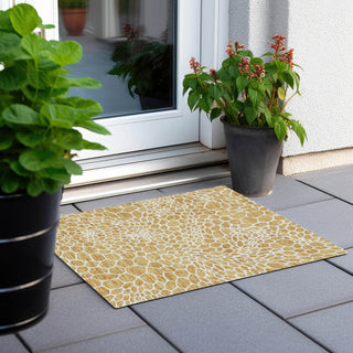 Piper Looms Chantille Geometric ACN919 Gold Machine Washable Area Rug Scatter Outdoor Lifestyle Image Feature