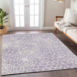 Piper Looms Chantille Geometric ACN919 Lilac Machine Washable Area Rug Lifestyle Image Feature