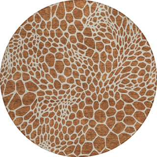 Piper Looms Chantille Geometric ACN919 Paprika Machine Washable Area Rug Round Main Image