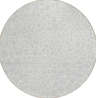 Piper Looms Chantille Geometric ACN919 Silver Machine Washable Area Rug Round Main Image