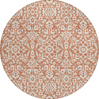 Piper Looms Chantille Damask ACN920 Coral Machine Washable Area Rug Round Main Image
