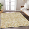 Piper Looms Chantille Damask ACN920 Gold Machine Washable Area Rug Lifestyle Image Feature