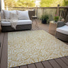 Piper Looms Chantille Damask ACN920 Gold Machine Washable Area Rug Outdoor Lifestyle Image Feature