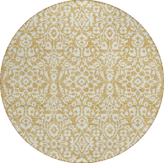 Piper Looms Chantille Damask ACN920 Gold Machine Washable Area Rug Round Main Image