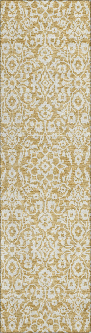 Piper Looms Chantille Damask ACN920 Gold Machine Washable Area Rug Runner Main Image