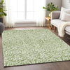 Piper Looms Chantille Damask ACN920 Green Machine Washable Area Rug Lifestyle Image Feature