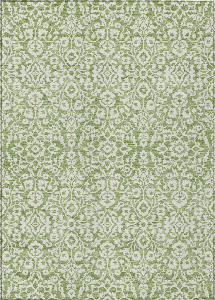 Piper Looms Chantille Damask ACN920 Green Machine Washable Area Rug main image
