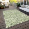 Piper Looms Chantille Damask ACN920 Green Machine Washable Area Rug Outdoor Lifestyle Image Feature