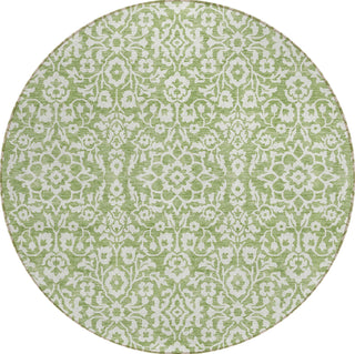 Piper Looms Chantille Damask ACN920 Green Machine Washable Area Rug Round Main Image