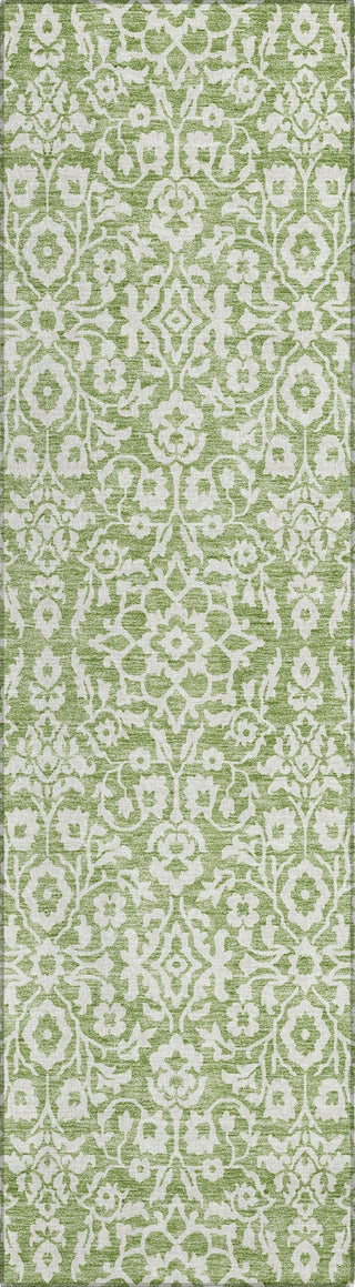 Piper Looms Chantille Damask ACN920 Green Machine Washable Area Rug Runner Main Image