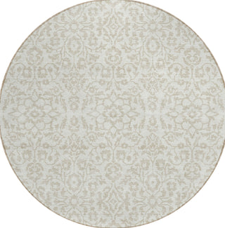 Piper Looms Chantille Damask ACN920 Ivory Machine Washable Area Rug Round Main Image