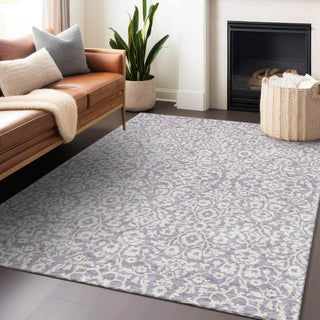 Piper Looms Chantille Damask ACN920 Lavender Machine Washable Area Rug Lifestyle Image Feature