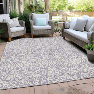 Piper Looms Chantille Damask ACN920 Lavender Machine Washable Area Rug Outdoor Lifestyle Image Feature