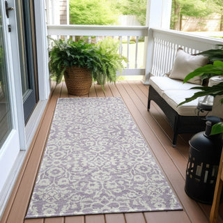 Piper Looms Chantille Damask ACN920 Lavender Machine Washable Area Rug Runner Outdoor Lifestyle Image Feature