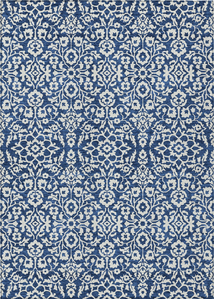 Piper Looms Chantille Damask ACN920 Navy Machine Washable Area Rug main image