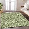 Piper Looms Chantille Damask ACN920 Olive Machine Washable Area Rug Lifestyle Image Feature