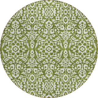 Piper Looms Chantille Damask ACN920 Olive Machine Washable Area Rug Round Main Image