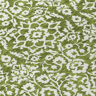 Piper Looms Chantille Damask ACN920 Olive Machine Washable Area Rug Swatch Image