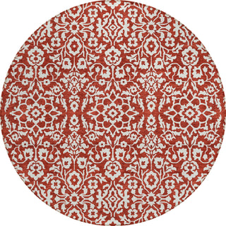 Piper Looms Chantille Damask ACN920 Red Machine Washable Area Rug Round Main Image