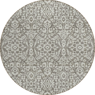 Piper Looms Chantille Damask ACN920 Taupe Machine Washable Area Rug Round Main Image