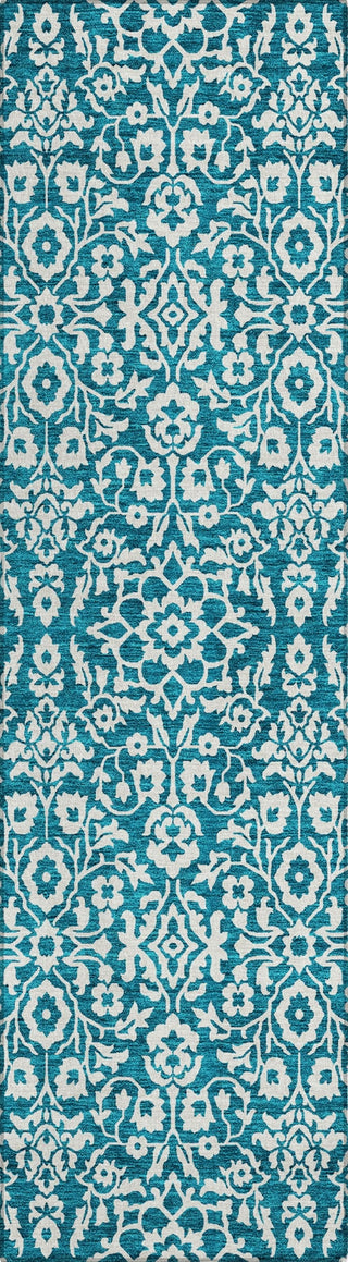 Piper Looms Chantille Damask ACN920 Teal Machine Washable Area Rug Runner Main Image