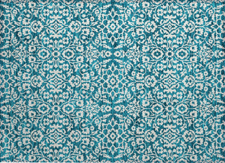 Piper Looms Chantille Damask ACN920 Teal Machine Washable Area Rug Scatter Main Image