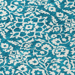 Piper Looms Chantille Damask ACN920 Teal Machine Washable Area Rug Swatch Image