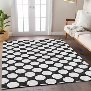 Piper Looms Chantille Circles ACN921 Black Machine Washable Area Rug Lifestyle Image Feature