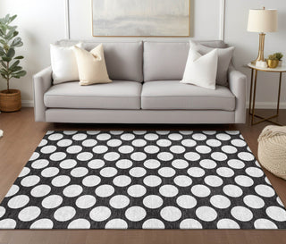 Piper Looms Chantille Circles ACN921 Black Machine Washable Area Rug Lifestyle Image Feature