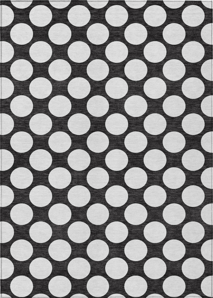 Piper Looms Chantille Circles ACN921 Black Machine Washable Area Rug main image