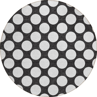Piper Looms Chantille Circles ACN921 Black Machine Washable Area Rug Round Main Image