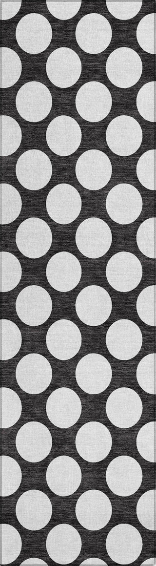 Piper Looms Chantille Circles ACN921 Black Machine Washable Area Rug Runner Main Image