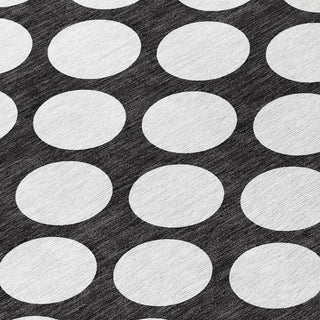 Piper Looms Chantille Circles ACN921 Black Machine Washable Area Rug Swatch Image