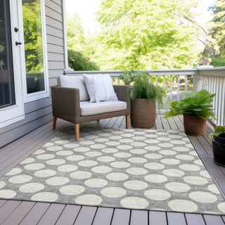 Piper Looms Chantille Circles ACN921 Gray Machine Washable Area Rug Outdoor Lifestyle Image Feature