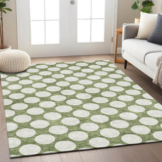 Piper Looms Chantille Circles ACN921 Green Machine Washable Area Rug Lifestyle Image Feature