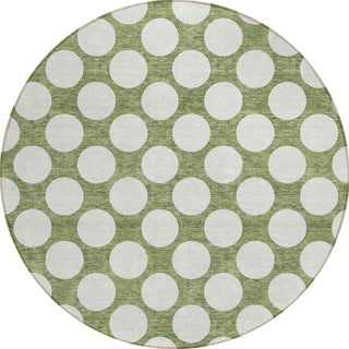 Piper Looms Chantille Circles ACN921 Green Machine Washable Area Rug Round Main Image