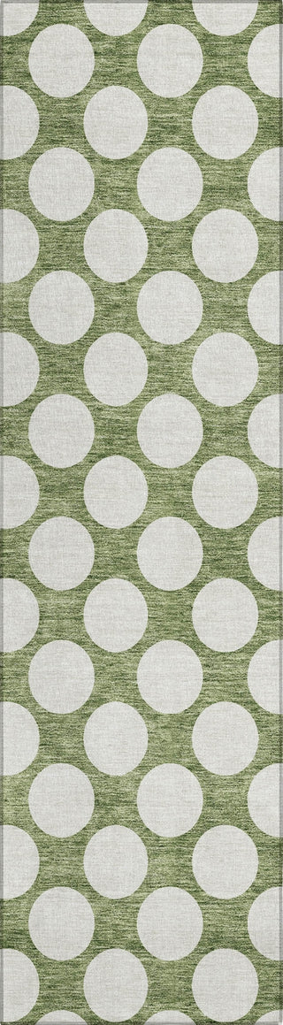 Piper Looms Chantille Circles ACN921 Green Machine Washable Area Rug Runner Main Image
