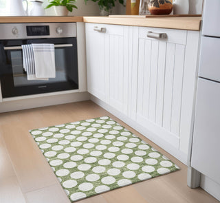 Piper Looms Chantille Circles ACN921 Green Machine Washable Area Rug Scatter Lifestyle Image Feature