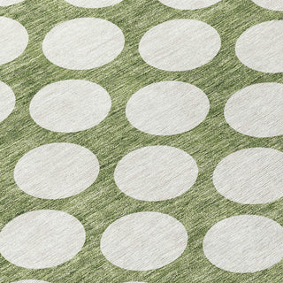 Piper Looms Chantille Circles ACN921 Green Machine Washable Area Rug Swatch Image