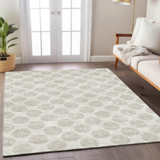 Piper Looms Chantille Circles ACN921 Ivory Machine Washable Area Rug Lifestyle Image Feature
