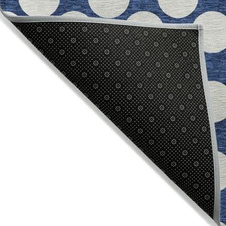 Piper Looms Chantille Circles ACN921 Navy Machine Washable Area Rug Backing Image