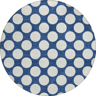 Piper Looms Chantille Circles ACN921 Navy Machine Washable Area Rug Round Main Image